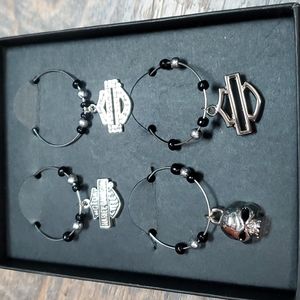 Set of 4 Harley Davidson wine charms